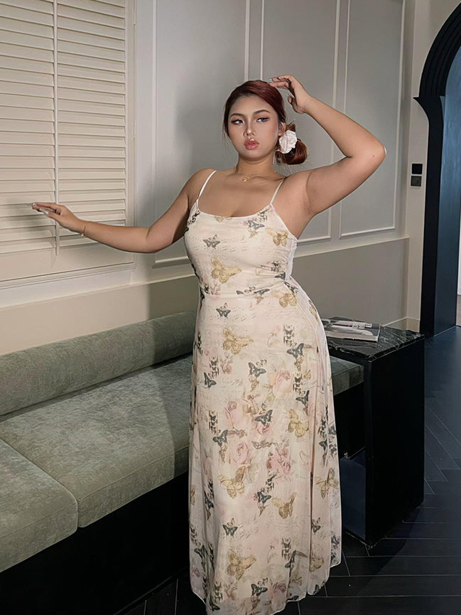 Butterfly Garden Sheer Slip Dress & Cardigan