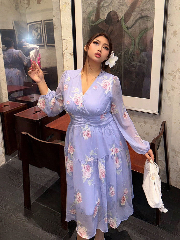 Lavender Rose Garden Chiffon Dress