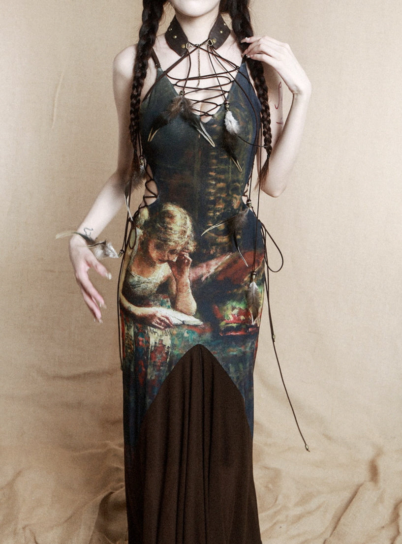 Vintage Glam Bronze Print Dress