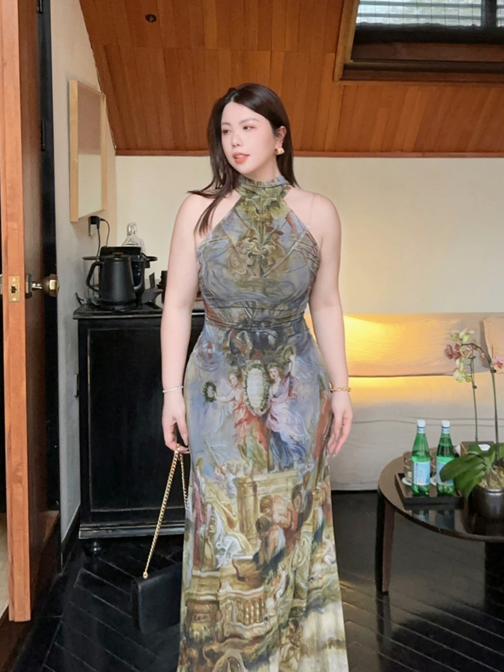 Renaissance Muse Halter Maxi Dress