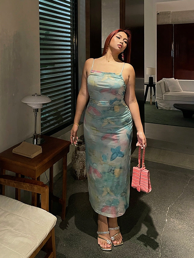 Dreamy Watercolor Mesh Slip Dress