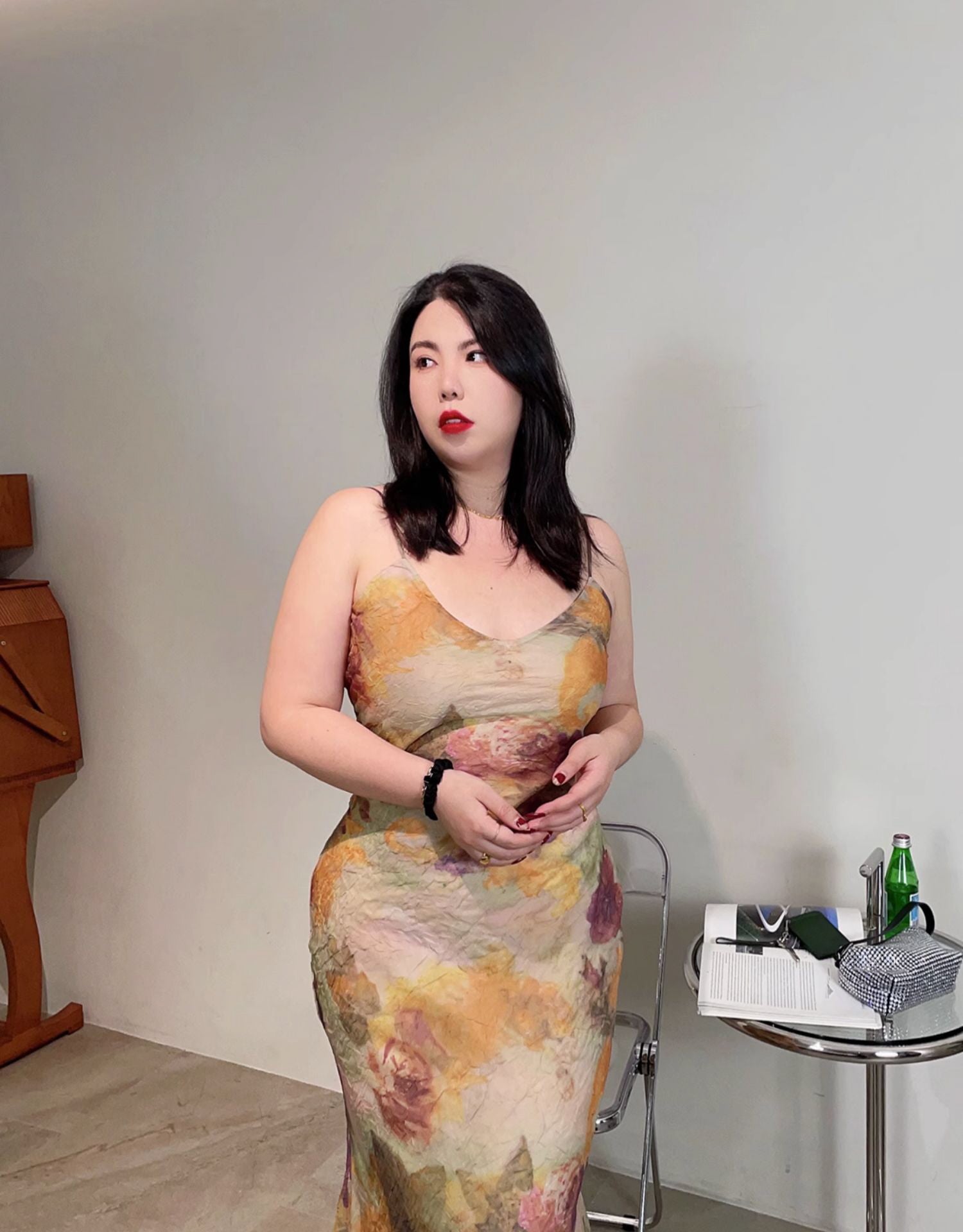 Plus Size Watercolor Garden Rose Dress