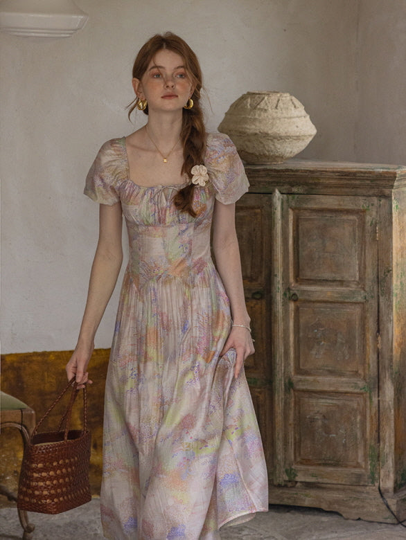 Pastel Floral Puff Sleeve Dress - Cottagecore Summer Aesthetic Outfit Multi Color(Pre-Sale 25days) / M Pastel Floral Puff Sleeve Dress - Cottagecore Summer Aesthetic Outfit Multi Color(Pre-Sale 25days) / M