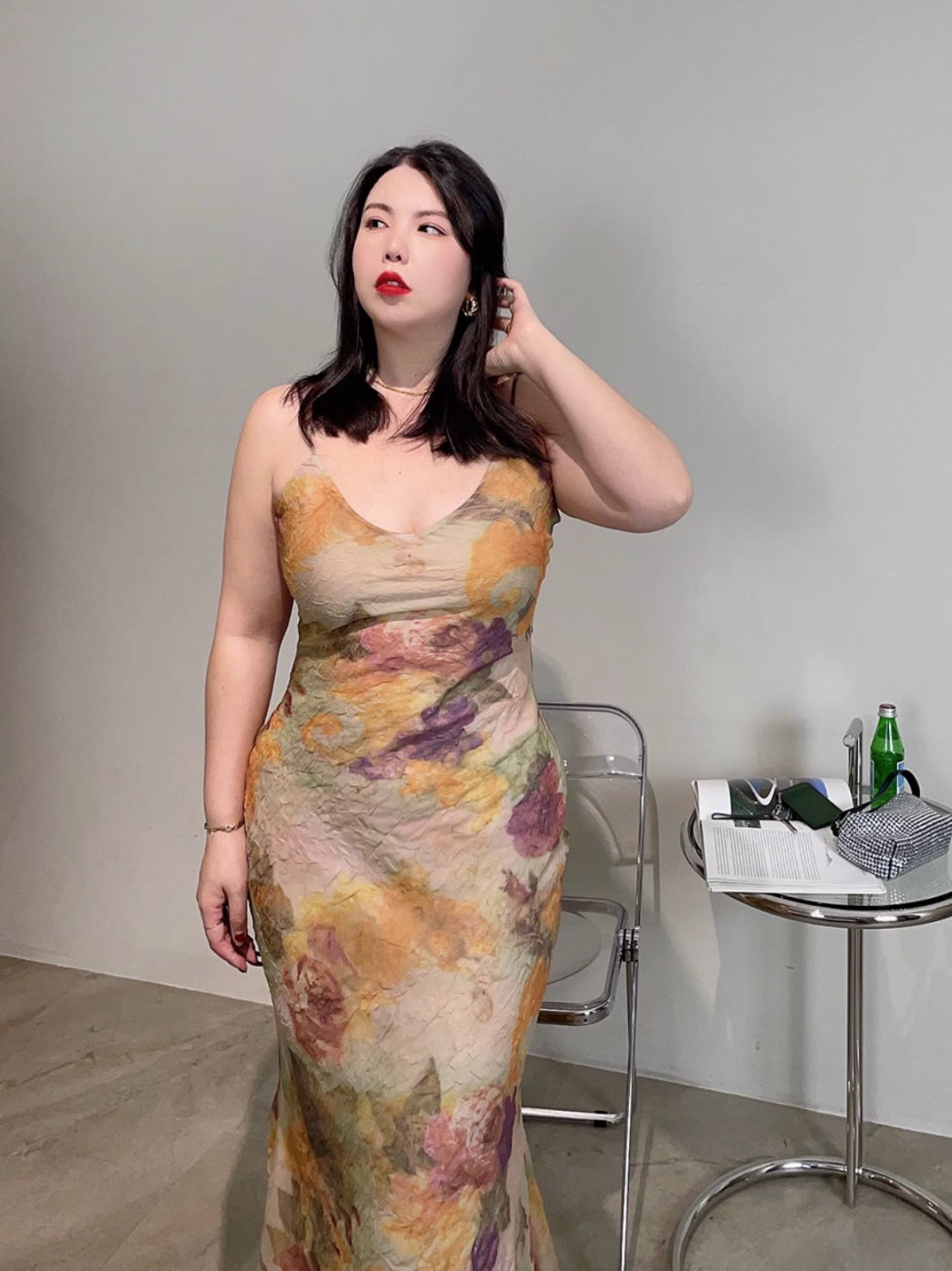 Plus Size Watercolor Garden Rose Dress