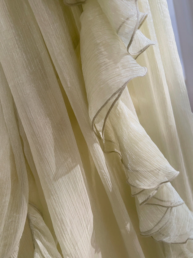 Sage Whisper Ruffle Chiffon Dress