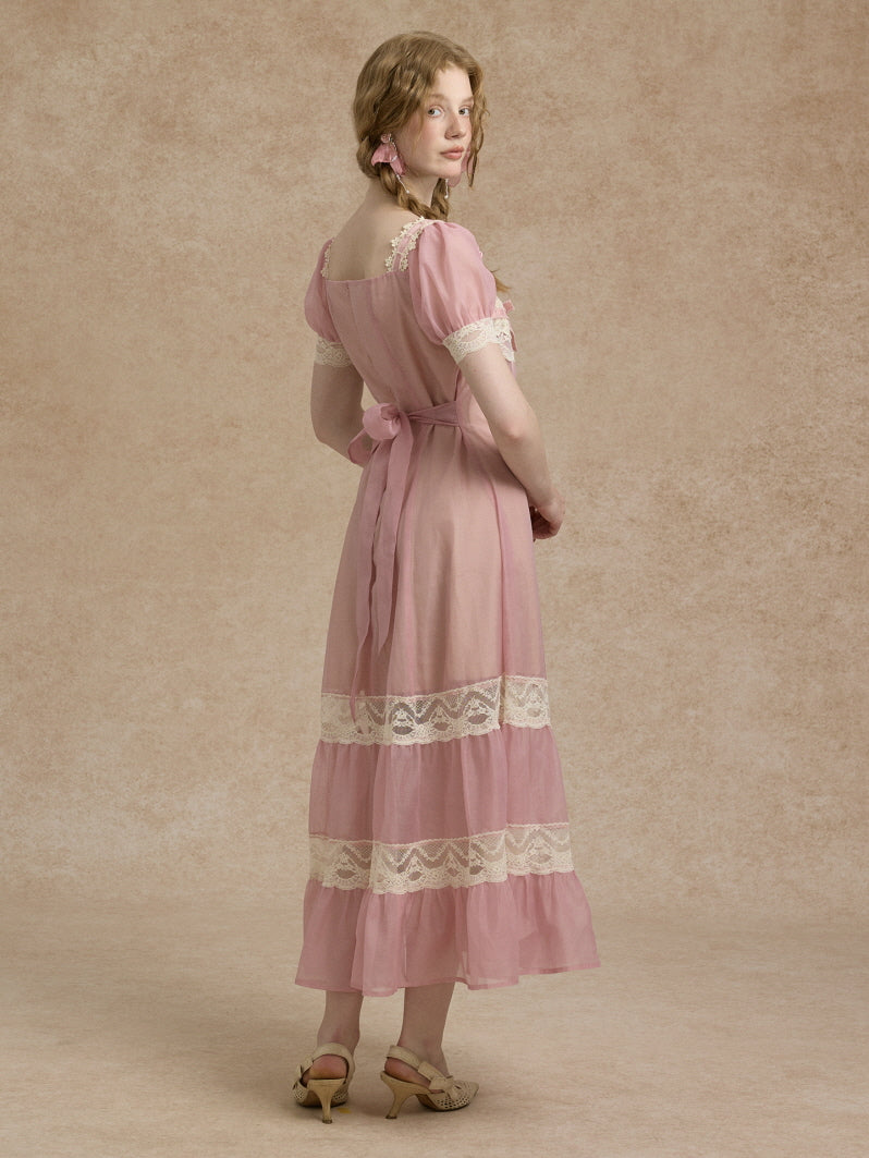 Blush Lace Ribbon Fairytale Dress
