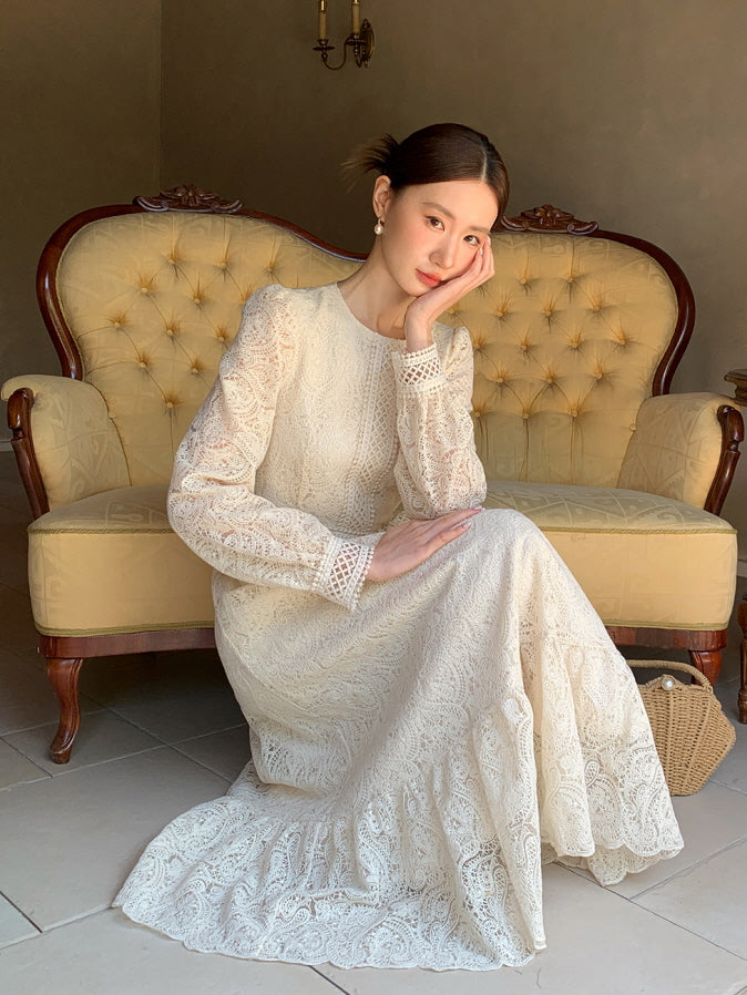 Ivory Vintage Lace Dress