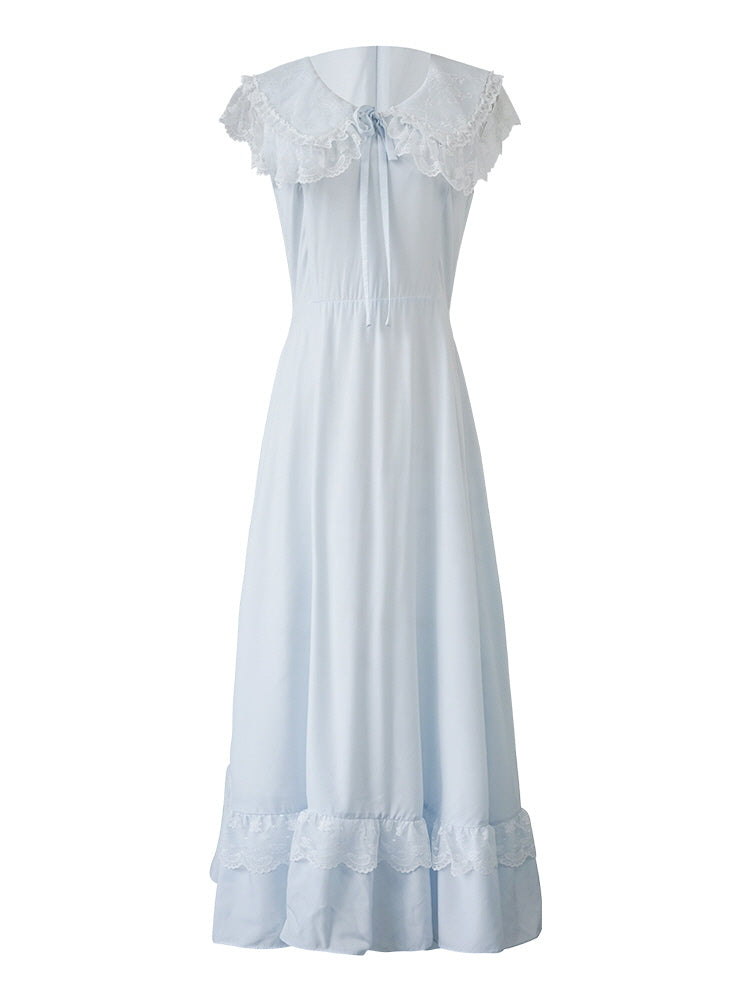 Sky Blue Lace Collar Dress
