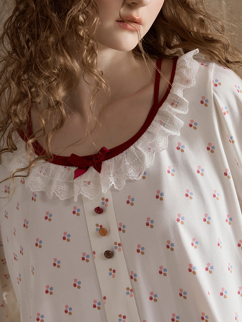 Cherry Blossom Ruffle Pajama Set