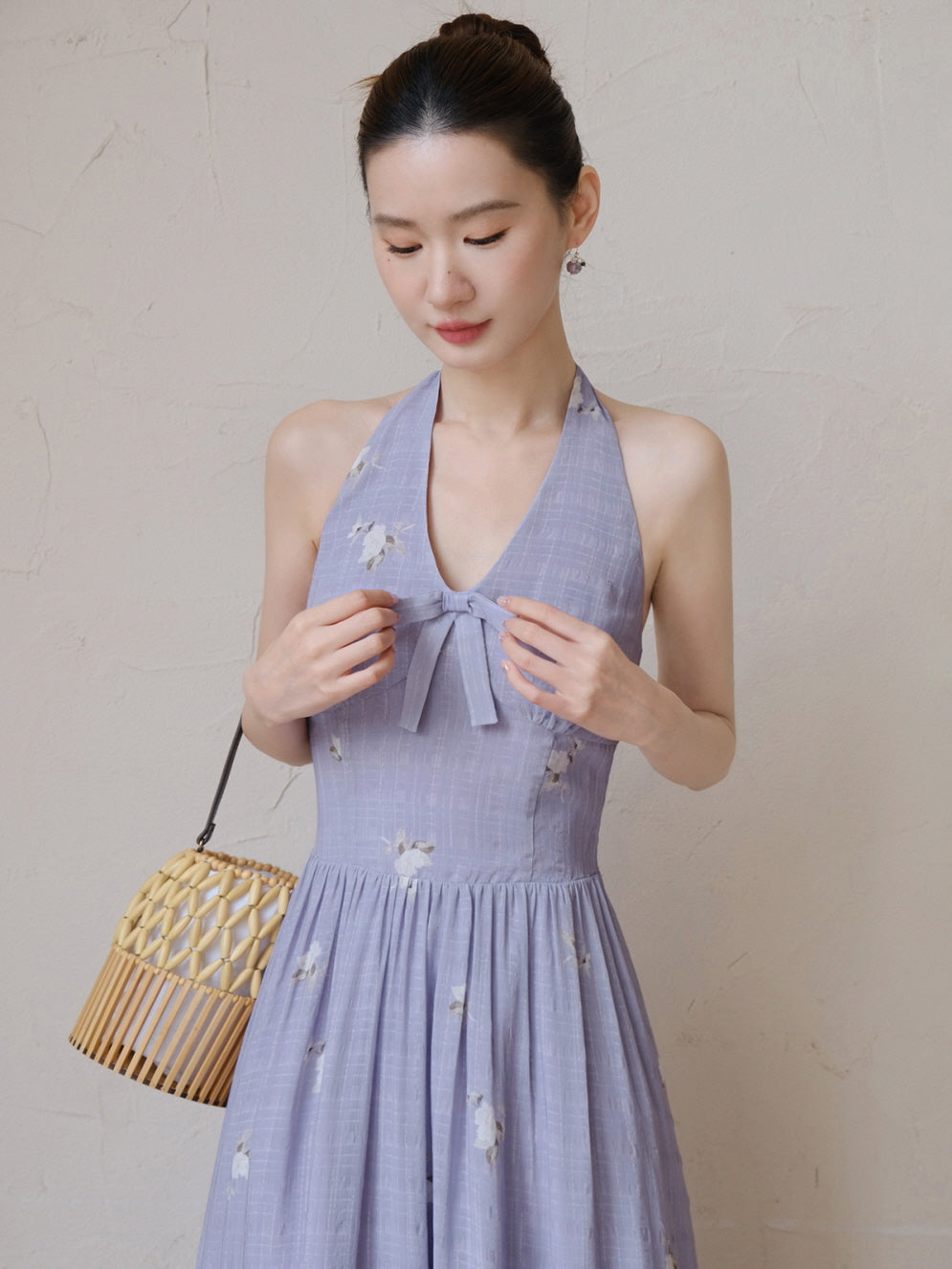 Lavender Bow Halter Dress