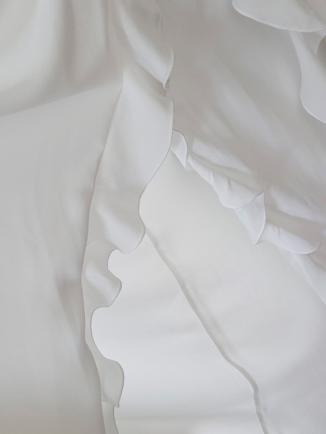 Ethereal Ruffle Rose White Dress