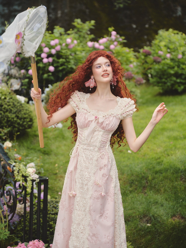 Enchanted Rose Garden Lace-Up Dress