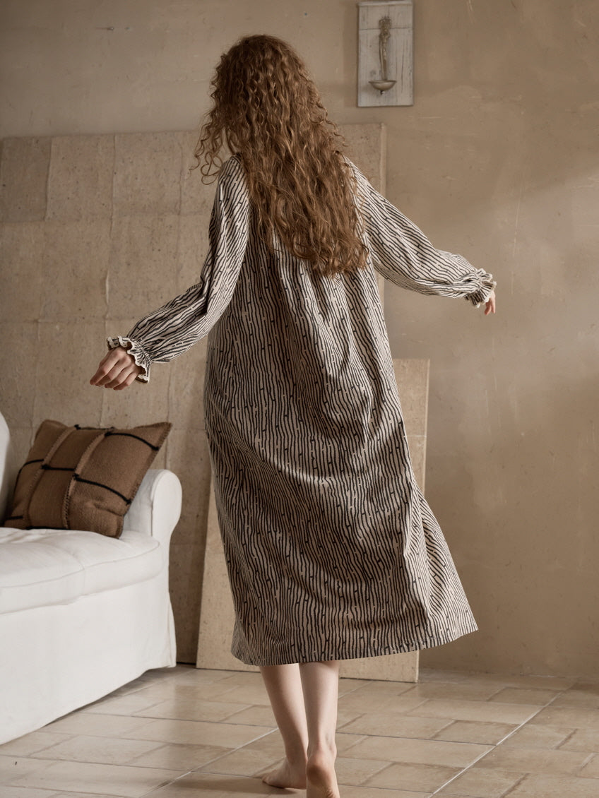 Vintage Stripe Ruffle Nightgown