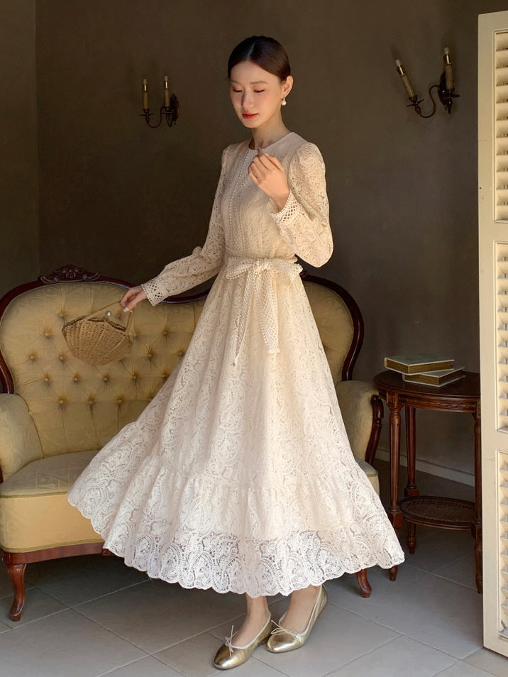 Ivory Vintage Lace Dress