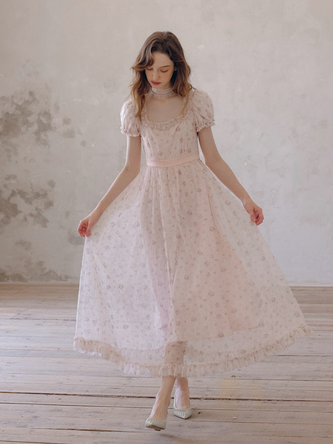 Blush Pink Lace Dress – Floral Vintage Outfit – Fairy Princesscore Aesthetic M