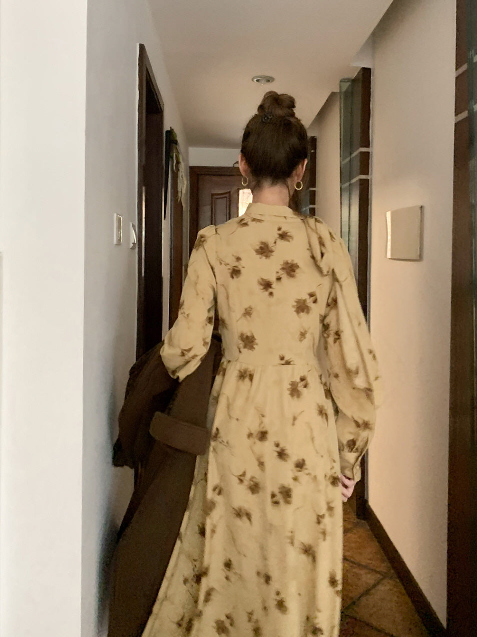 Vintage Floral Tie-Neck Dress