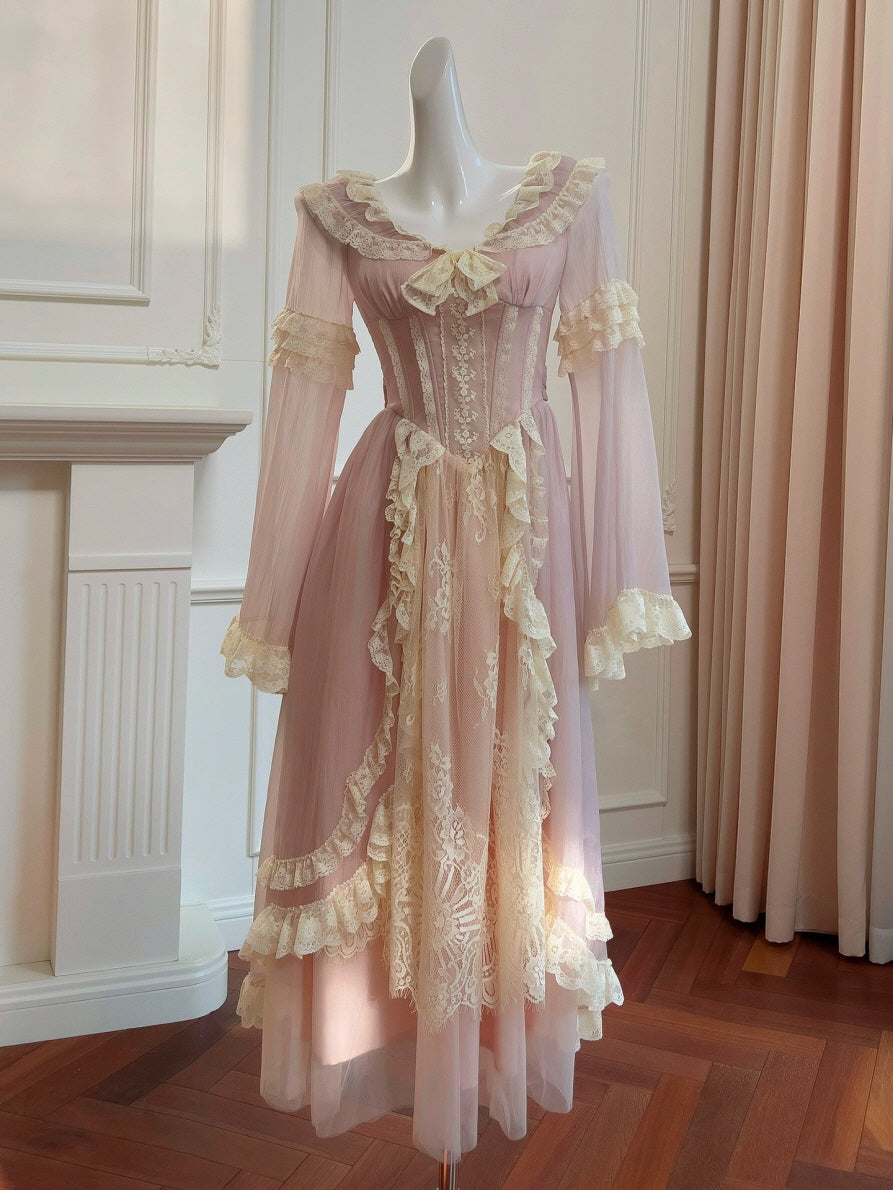 open lace back dress Gold Princess Dress (w/Sleeves) – Carmen Creation main image 0