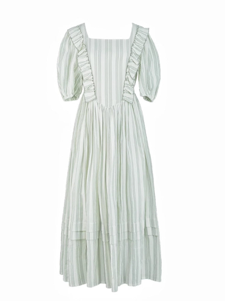 Sophia's Pastoral Green Stripe Dress