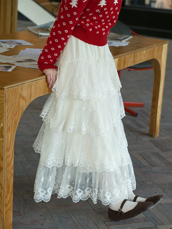Enchanted Lace Tiered Maxi Skirt