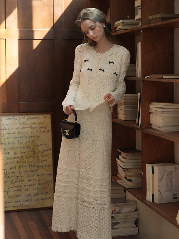 Ethereal Textured Knit Maxi Skirt