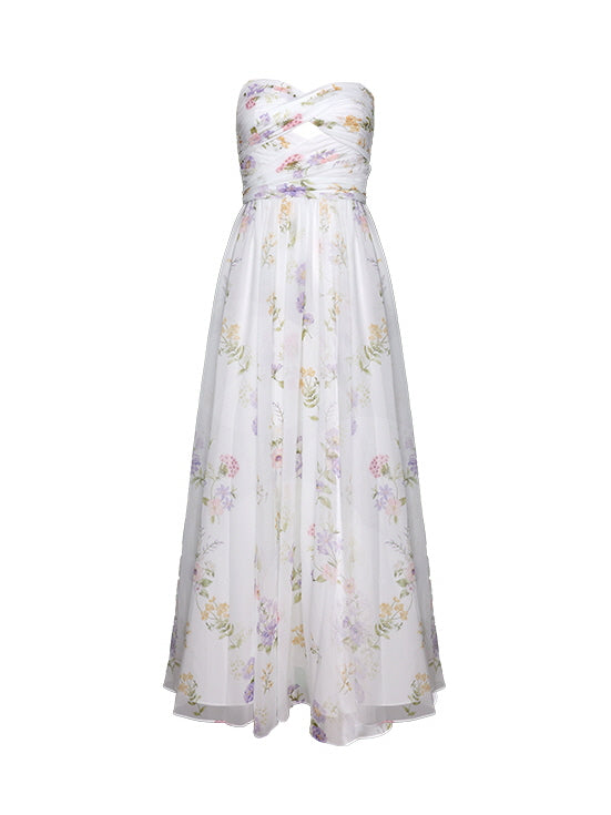 Enchanted Bloom Draped Chiffon Dress