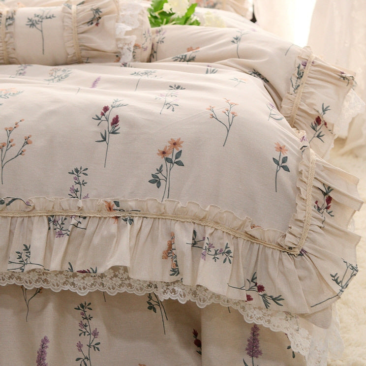 Retro Style Pastoral Floral Cotton Bedding Cover Set