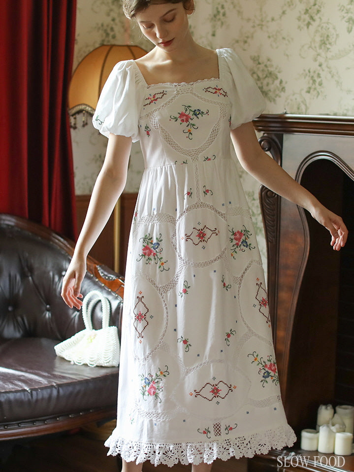 Emily's Vintage Floral Charm Dress