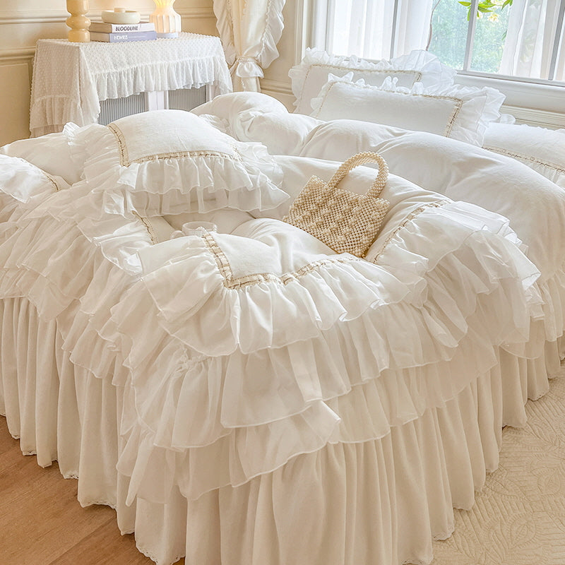 Fairy Lace Velvet Ruffle Bedding Set