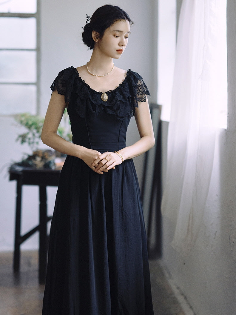 Audrey's Vintage Charm Black Dress