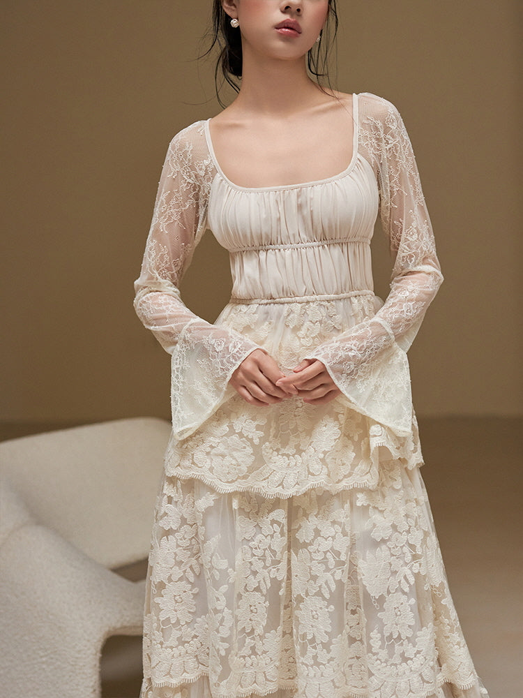 Ethereal Vintage Lace Princess Dress