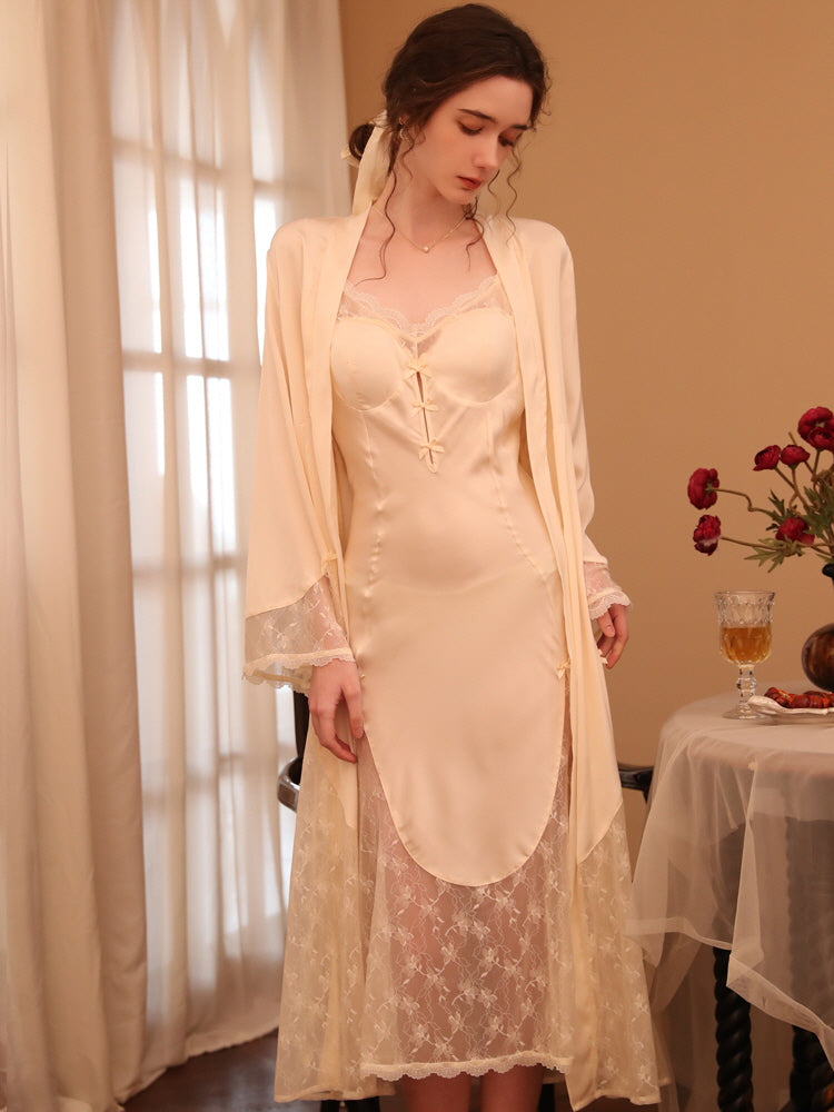 Vintage Lace Elegance Nightgown Set