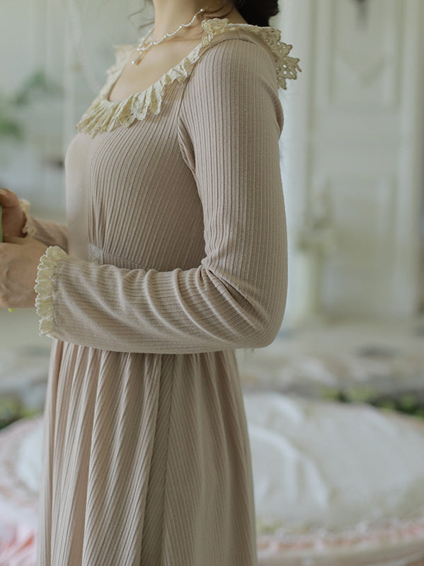 Light Pink Lace Trim Dress - Vintage Cottagecore Aesthetic Outfit Light Pink / M Light Pink Lace Trim Dress - Vintage Cottagecore Aesthetic Outfit Light Pink / M