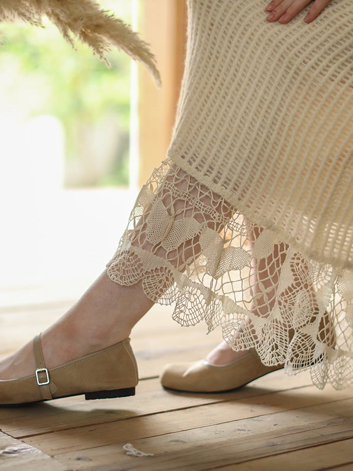 Vintage Lace Cream Knit Dress