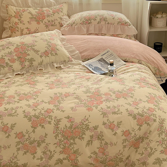 Princess Floral Pink Cotton Bedding Set