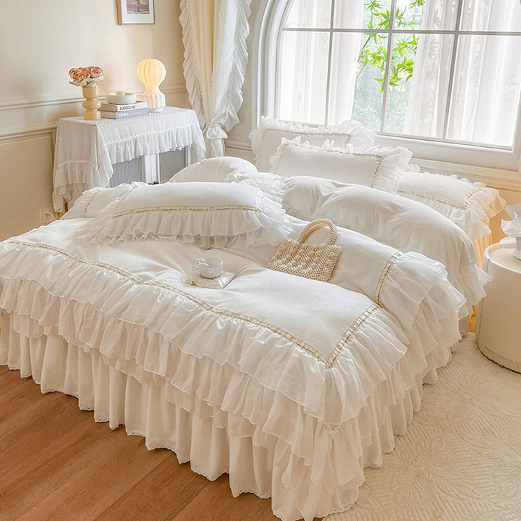 Fairy Lace Velvet Ruffle Bedding Set