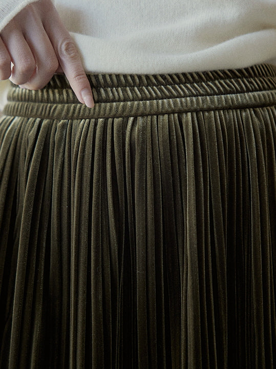 Vintage Velvet Pleated Skirt