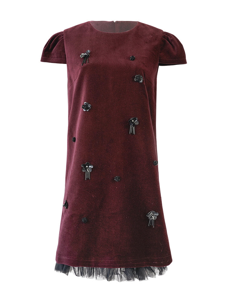 Burgundy Velvet Mini Dress