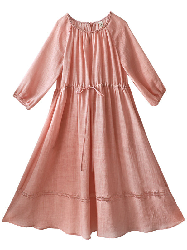 Blossom Whisper Pink Ramie Dress