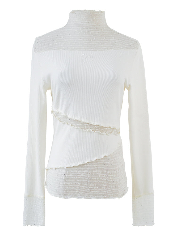 Pearl Lace Sheer Panel Top