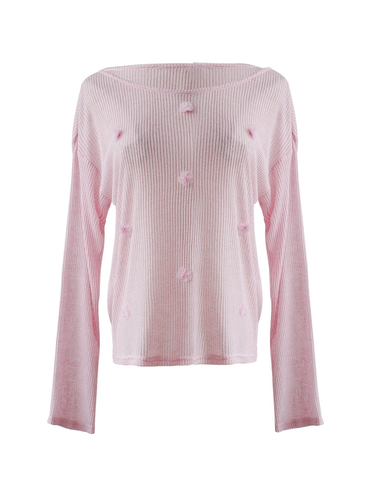 Soft Blossom Ribbed Knit Top