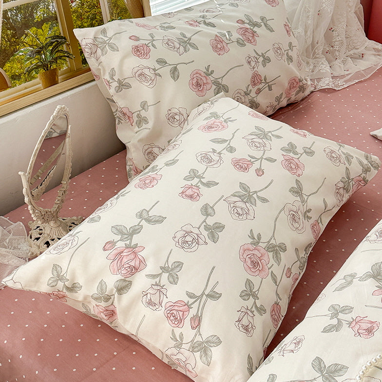 Retro Style Pink Rose Bedding Set