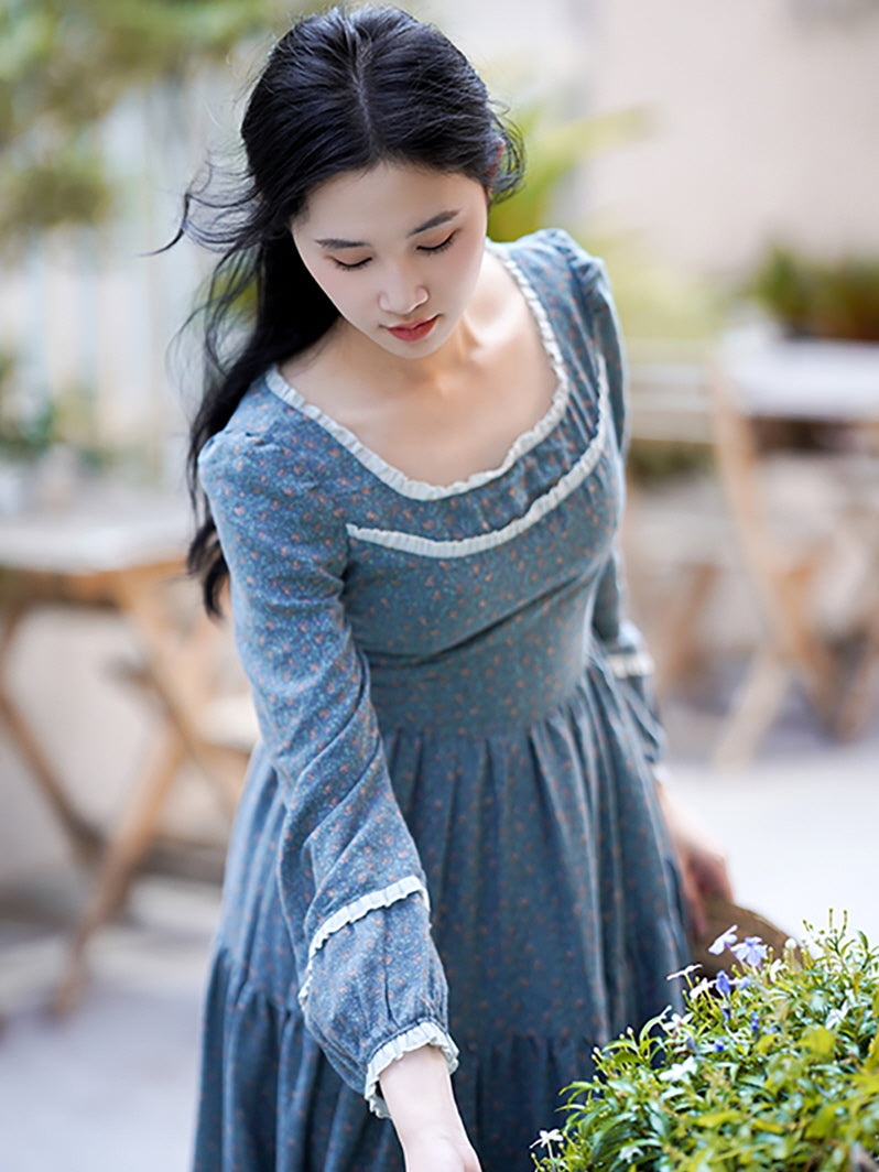 Alice's Floral Serenity Blue Dress