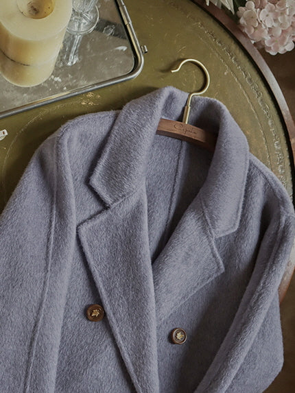 Vintage Lavender Wool Double-Breasted Coat