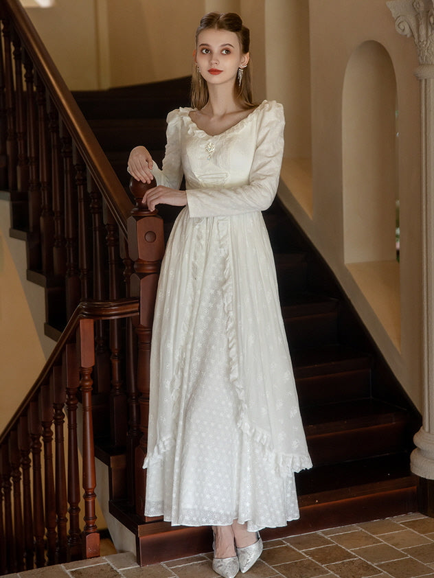 Princess Lace Vintage White Long Dress