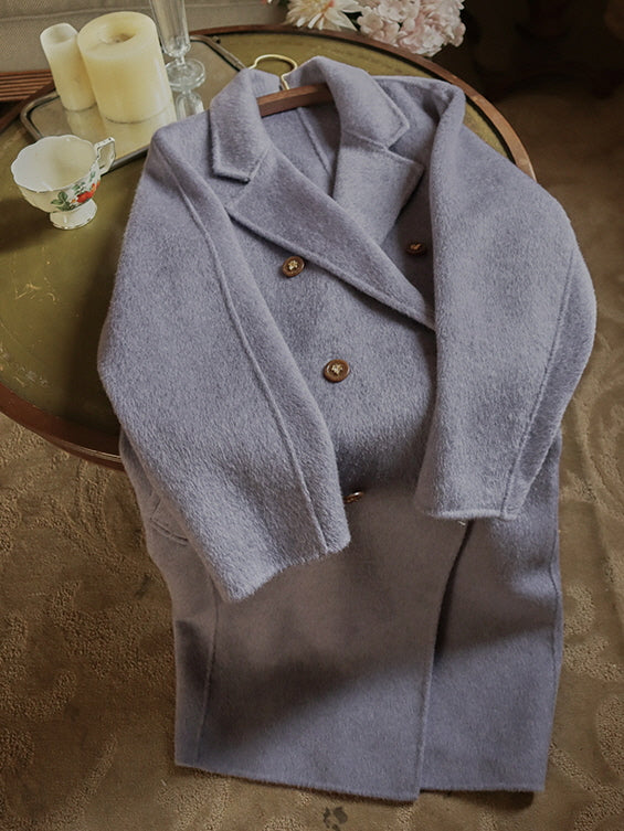 Vintage Lavender Wool Double-Breasted Coat