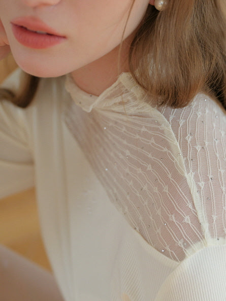 Pearl Lace Sheer Panel Top
