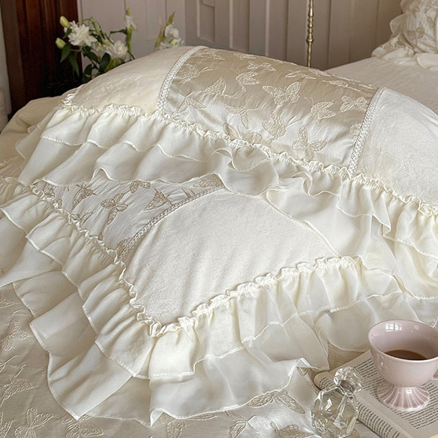 Butterfly Embroidered Velvet Bedding Set