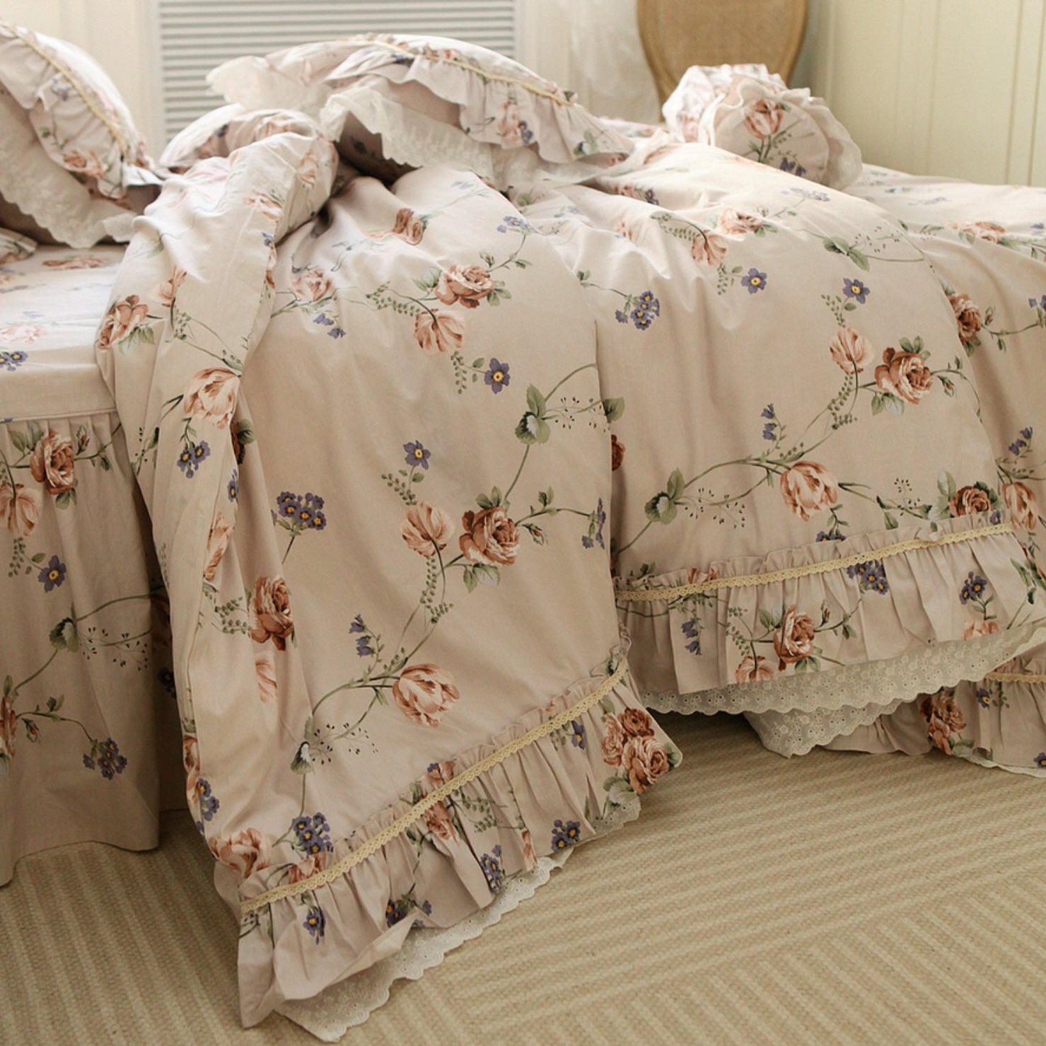 Retro Pastoral Princess Rose Bedding Set