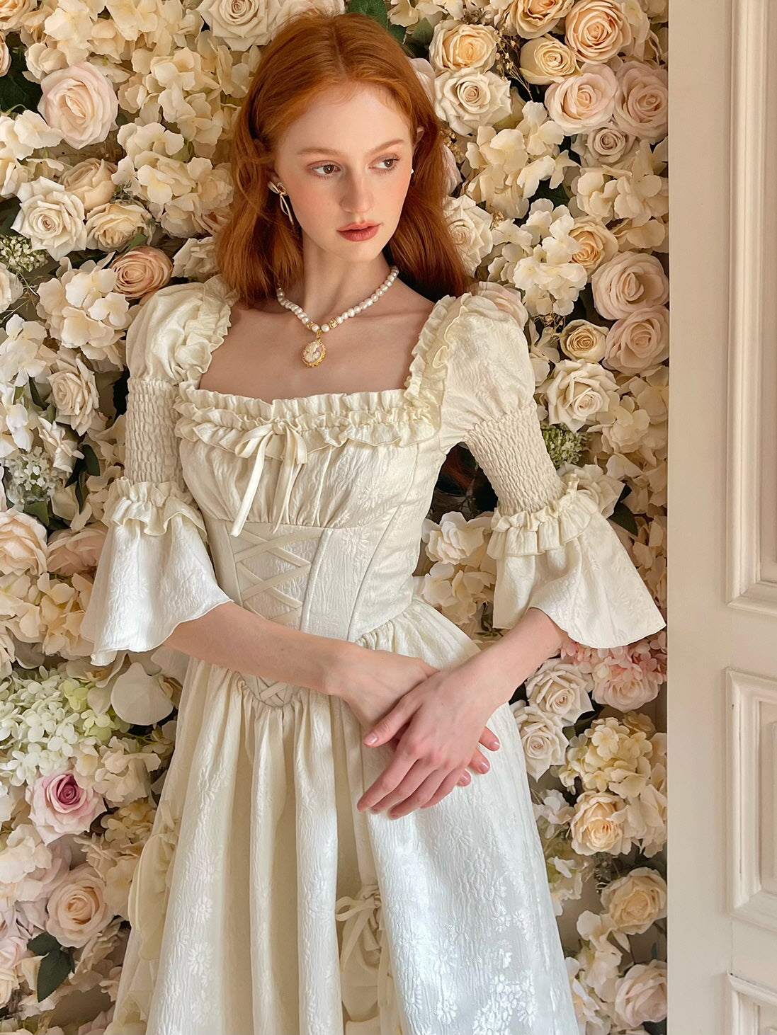 Victorian Dream Ivory Ruffled Gown