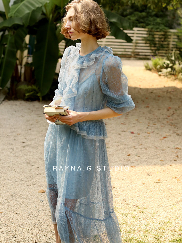 Ethereal Blue Lace Fairy Dress